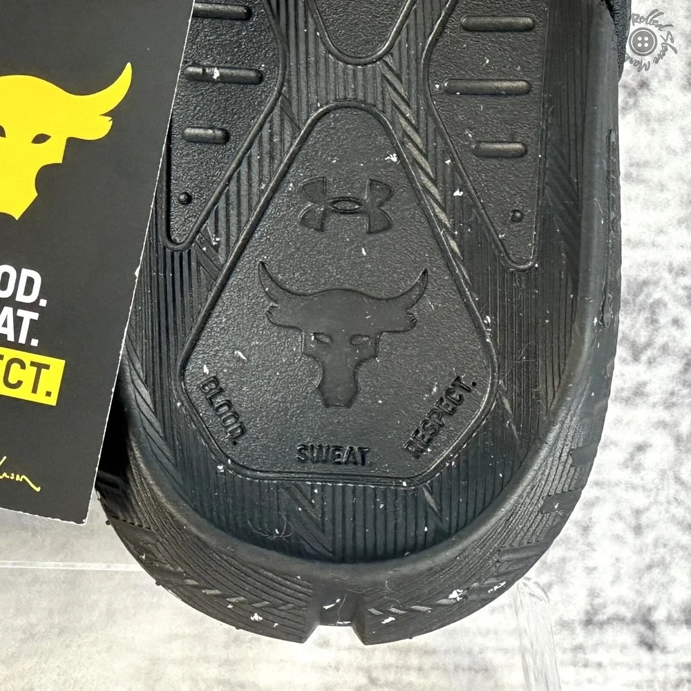 New With Tag - Under Armour‎ Project Rock 3 Men 7 Women 8.5 Slides Black
